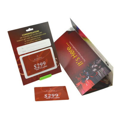 gift card paper card carrier and brochure